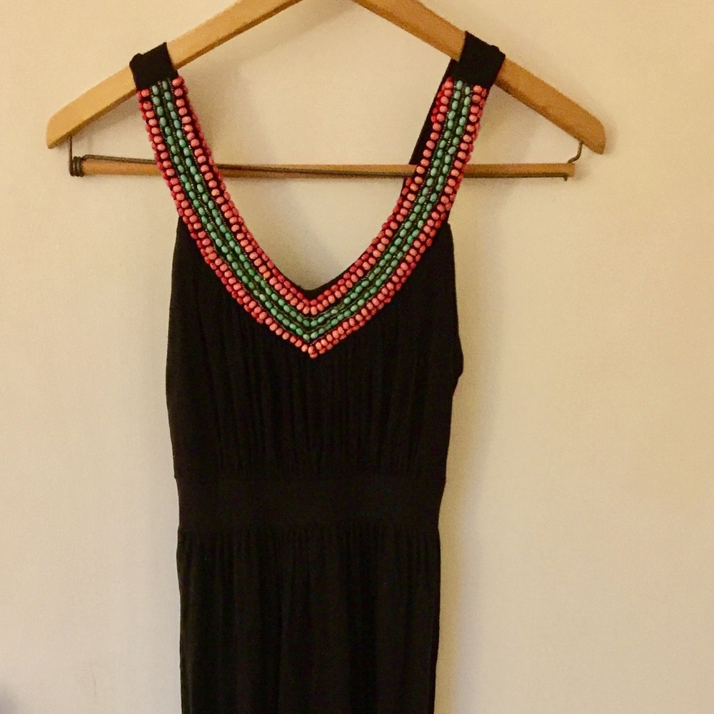 Beautiful Beaded Black Maxi Dress
